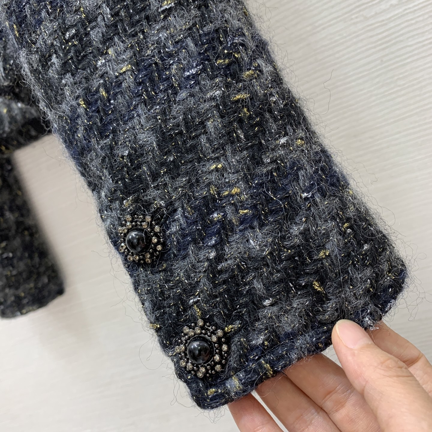 30019 XXL 2025 Milan Runway Autumn Women's outwear Long Sleeve Coat Crew Neck Coat Black White Button Fashion Clothes Womens G25092645