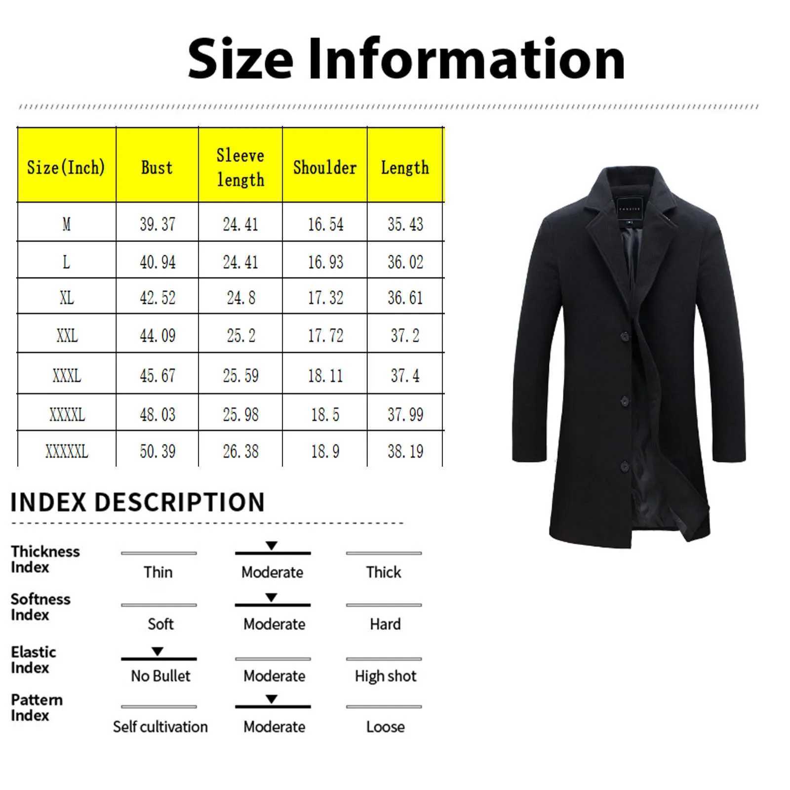New Winter MenS Coat Fashionable Warm MidLength Windbreaker MenS Casual Wool Korean Style Slim Windbreaker J251115