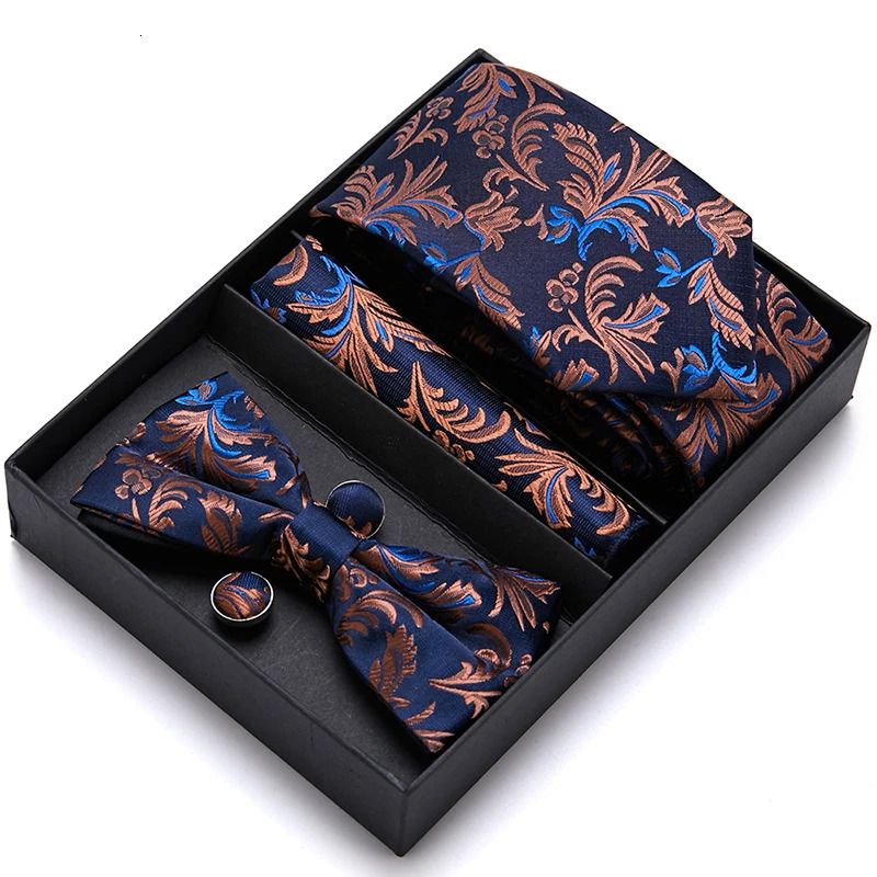 Tie For Men Formal Dress Tuxedo NeckTie Handkerchief Bow Tie Set PlaisyParty Groom Wedding Butterfly Bowtie In Box 251023