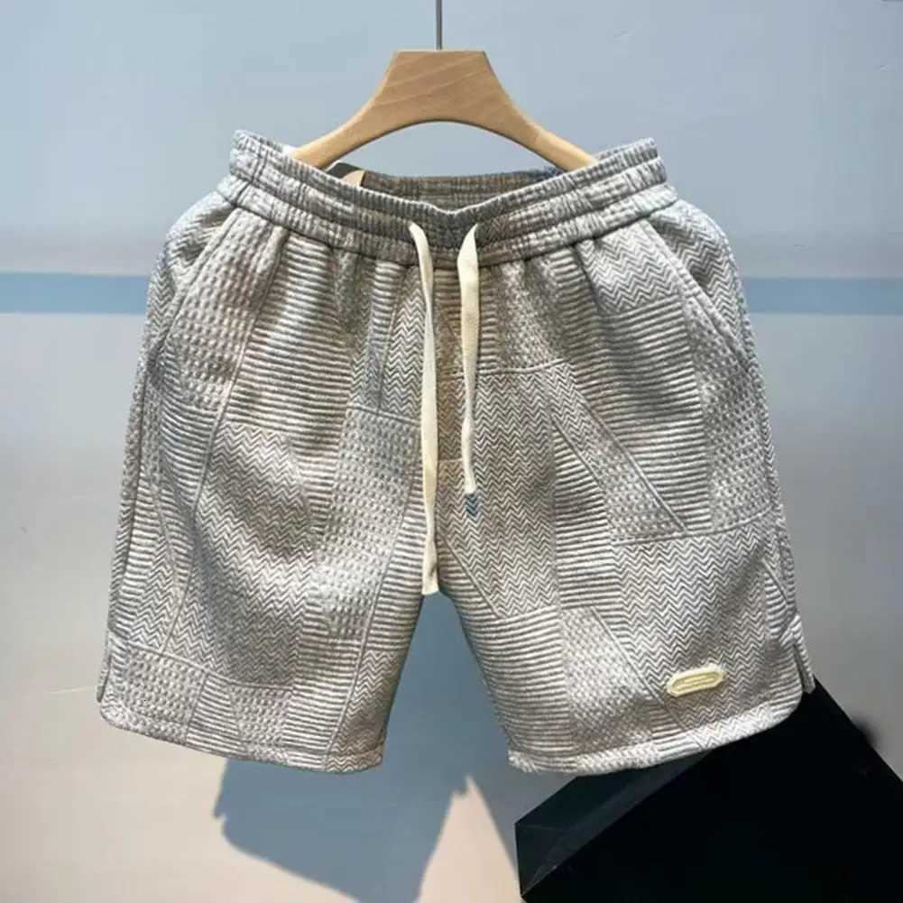 2023 Summer Running Shorts Men Casual Jogging Sport Short Pants Wave Pattern Solid Color Drawstring Loose Dry Gym Sports ShortsXJ251025