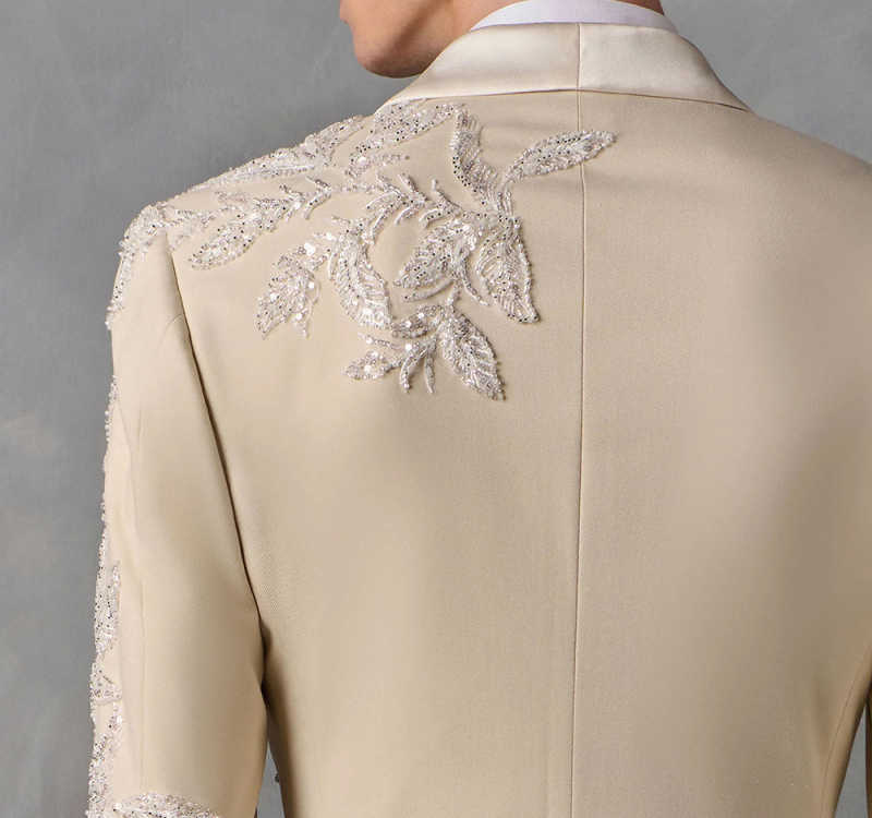 Luxurious Bespoke Wedding Suits for Man 2 Pieces Blazer Pants Lapel Sequins Rhinstone Brilliant Formal Evening Party Customized
