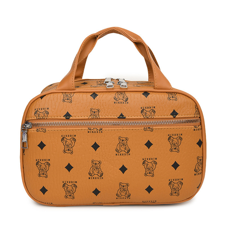 Luxury Brand Designer Bag Cartoon Bear Print Toiletry Bag Large Capacity Skincare Makeup Bag Travel Portable PU Storage Bag