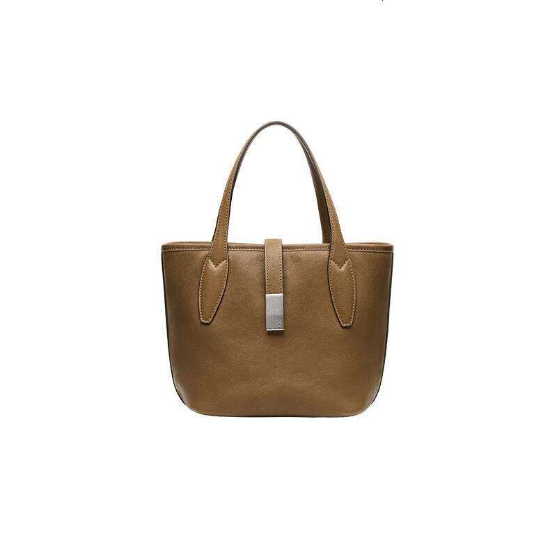 Women Large Capacity Commuter Vegetable Bucket Handbag Genuine Leather Tote Designer Female Shoulder Bags 251025