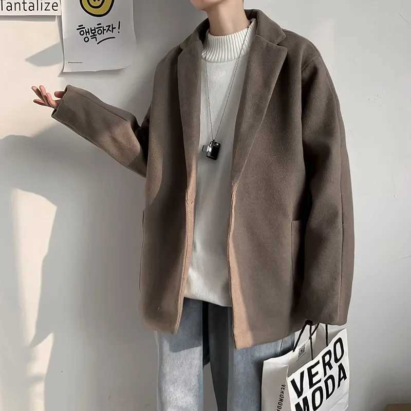 Blends for Men Harajuku Winter Thicker Students Korean Style Couples Outwear Allmatch High Street Coats Baggy CasualT251025