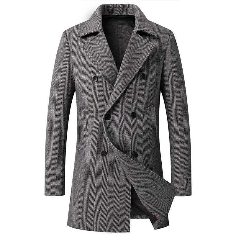 Men Wool Overcoat New Vintage Tweed Long Jackets Business Formal Male Suit Blazer Lapel Herringbone Costume HomeT251025