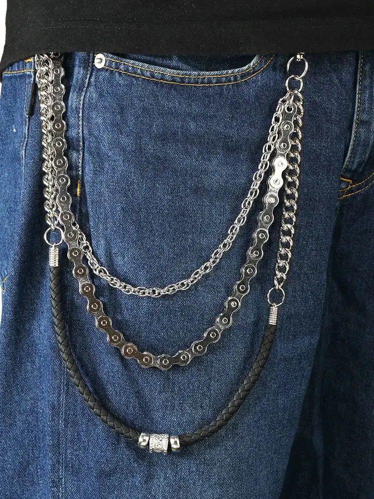Europe and America selling item Punk Style leather Bicycle chain jeansmultilayer Accesso ries 251023