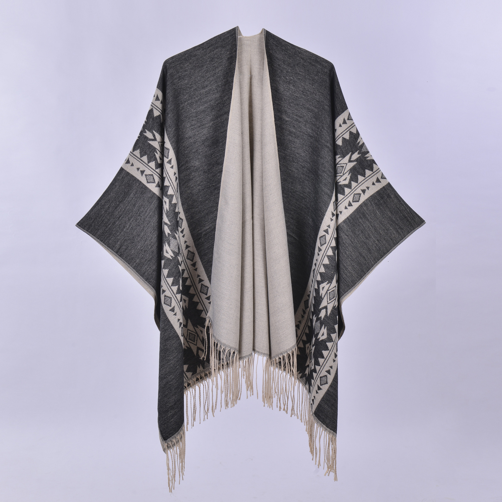 New Autumn Winter Shawl Scarf New Jacquard Tassel Knitted Cape Shawl Ethnic