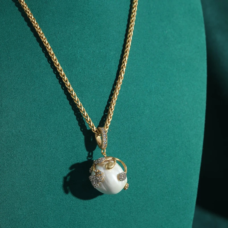 Baroque Abs Pearls Necklace Jewelry Pendant Light Bulb Big Ball Rhinestones Gold Color Wedding er For Women 2025 251016