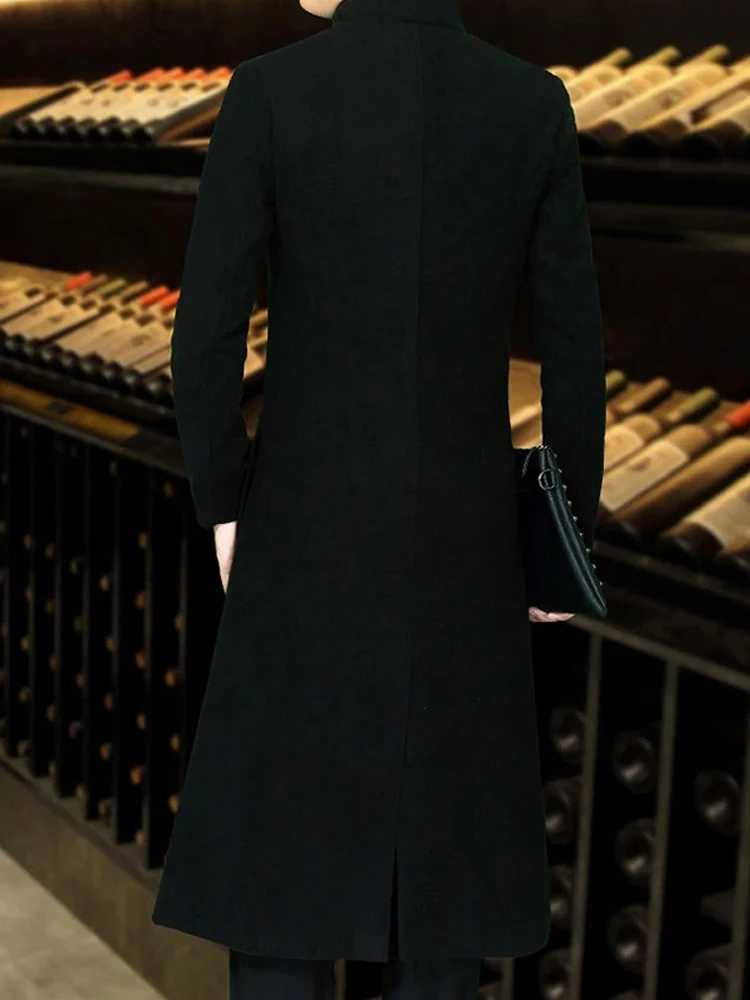 Mauroicardi Autumn Winter Long Fitted Black Thick Warm Soft Wool Blends Coat Men Single Breasted Luxury Designer Overcoat 2023T251025