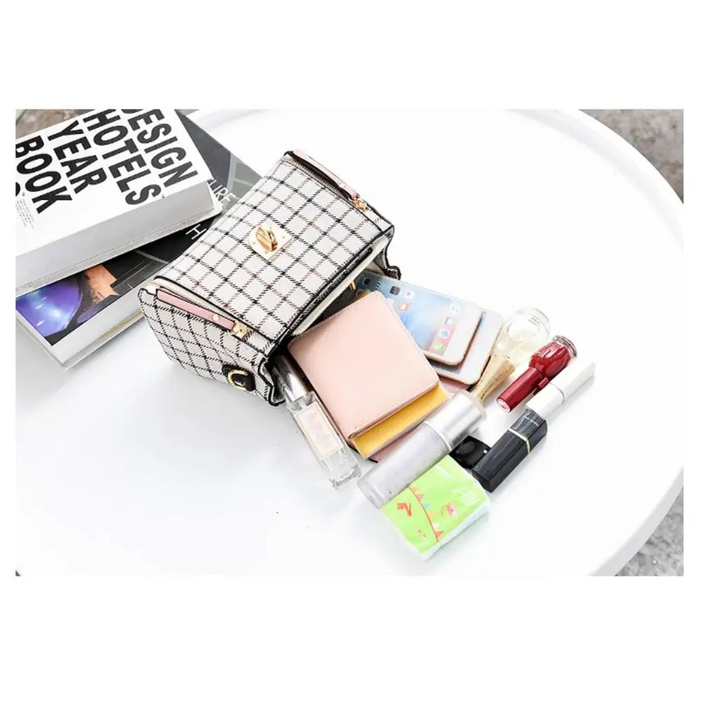 Fashion Plaid Pattern Handbag Womens Buckle Flap Shoulder Bag Purse Ladies PU Leather Crossbody 251018