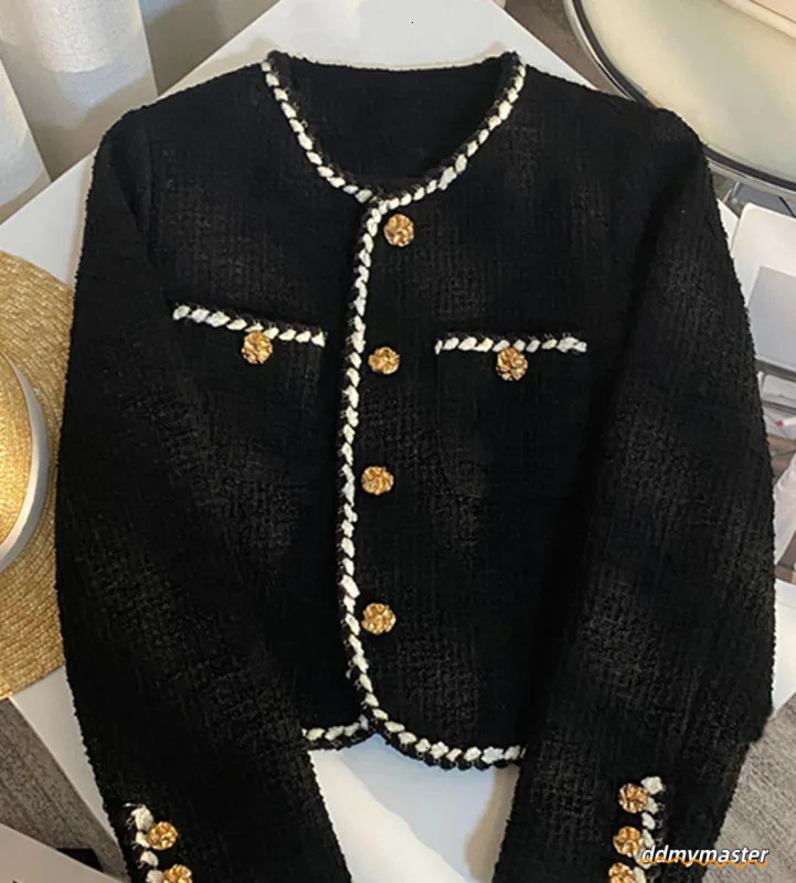 Elegant Tweed Cropped Jacket - Women's Vintage Quilted Coat For Commute & Winter Outwear Ddmymaster