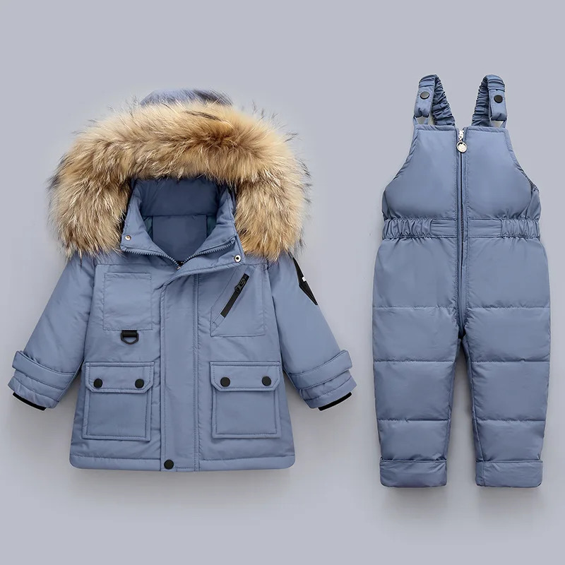 OLEKID Children Winter Boy Overalls Waterproof Hooded Down Jacket For Girl 14 Years Kids Jumpsuit Toddler Baby Clothes Set 251023