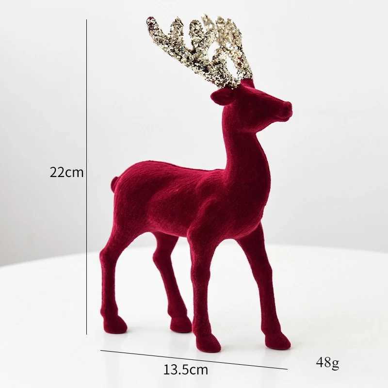 2025 New Christmas Elk Ornament Christmas Tree Ornament Flashing Powder Wine Red Flocking Deer Ornament C251024