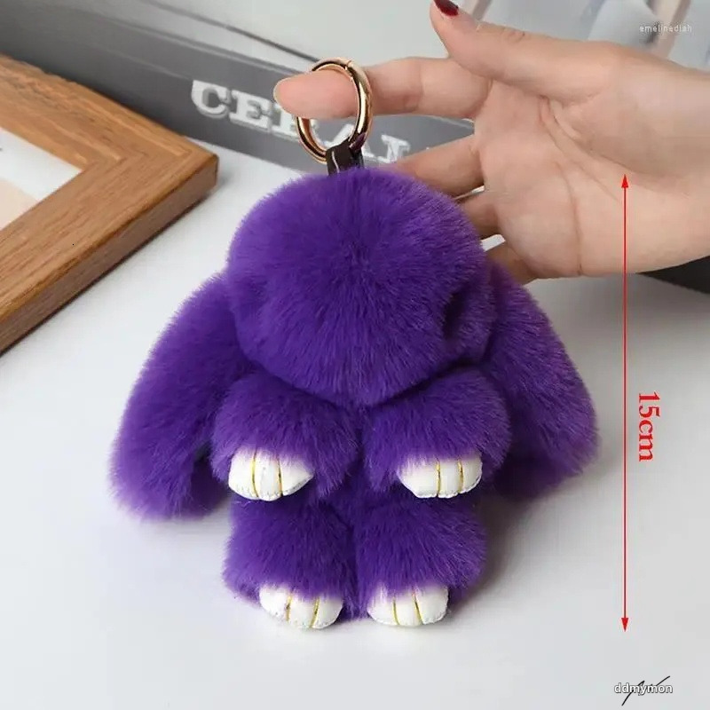 Keychains Real Fur Pom Keychain With Ring - 15Cm Fluffy Charm For Women's Bag, Car Pendant Jewelry Ddmymon
