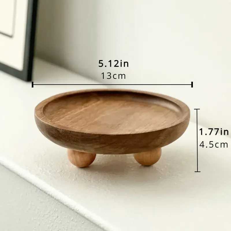 He Elegant Wooden Tray Convenient Pedestal Stand Plate Mtifunctional Key Jewelry Storage Food Dessert Display Trays Decor Y251025