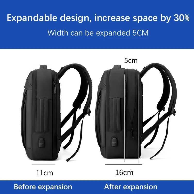 17 Inch Business Laptop Backpack Waterproof Notebook For Men School Book Bag Expandable Multifunction USB Charging Man Backpacks W251025