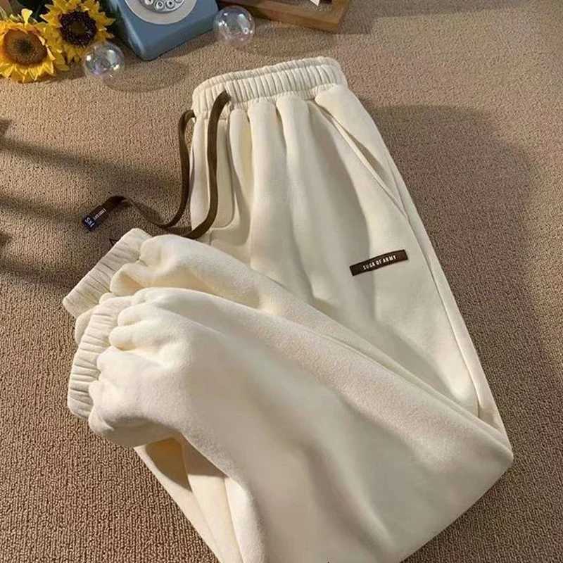 Fleece Sweatpants Women Winter Warm Casual Harem Pants Korean Fashion All Match Loose Thick Warm Trousers Female Autumn NewT251025