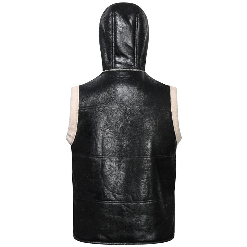 Winter Mens Fleece Warm PU Leather Vests Classical Men Faux Fur Motorcycle Leather Vests Men Windbreaker Hooded Vests Clothing 251020