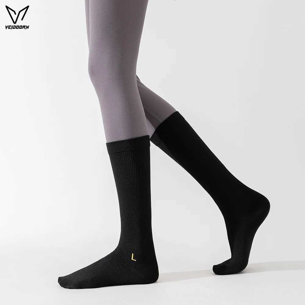 Veidoorn Womens Compression Socks for Running Workout Jumping Aerobics Breathable Supportive Long Socks Gym Fitness Legwear Y251024