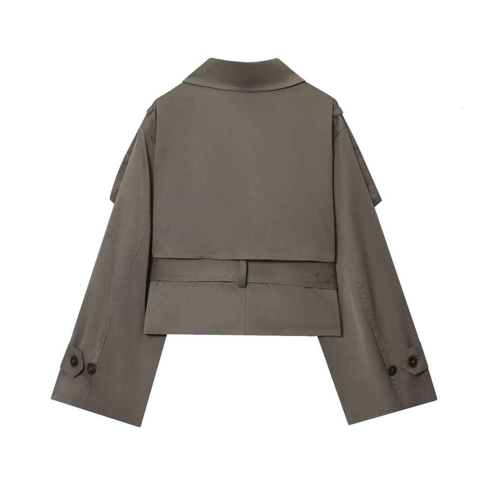 Diyig WOMAN Autumn New Fashion With Belt Short Comfortable Windbreaker Retro Long Sleeve All Match Coat Outerwear Mujer