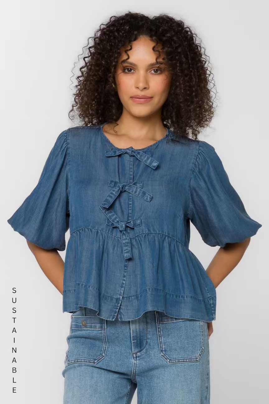 Designer's premium women's denim Peplum top - Lamont Calva top, an ideal choice for casual and daily wear, a must-have for eco-friendly and 