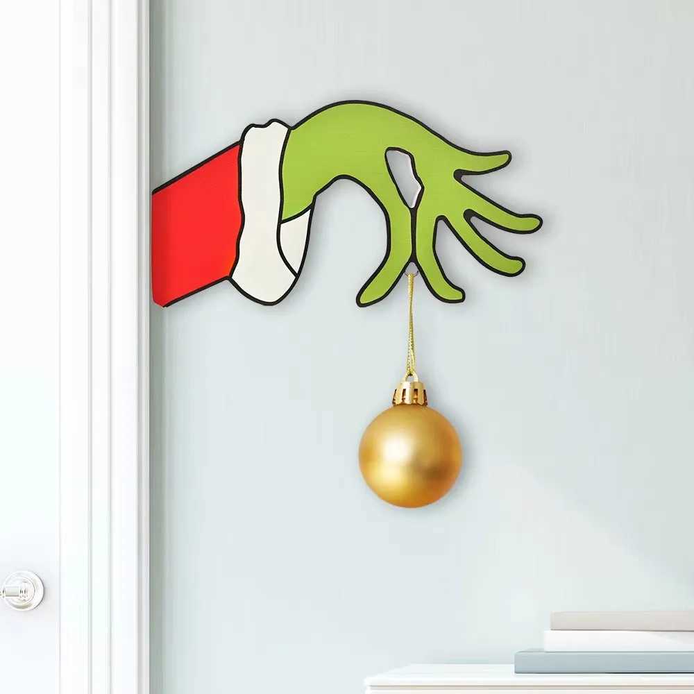 New Arrival Wood Cut Out Christmas Thief Hand Decorations Thief Hand Decal Wall Stickers Home Festival Decor C251024