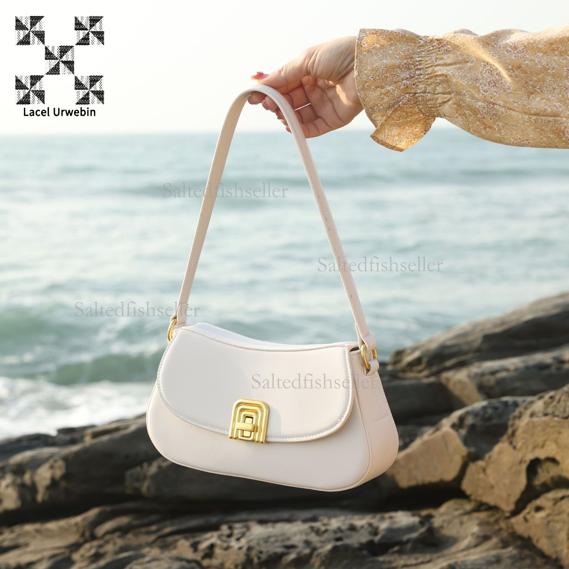 Lacel Urwebin Designer New Women's Saddle Bag Korean Fashion Handbag Commuter Simple Solid Color Single Shoulder Crossbody Bag PU Three Dimension