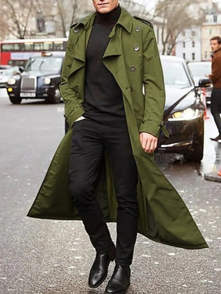 Streetwear Fashion Trench Mens Thin Coat Overlong British Coats Mans Clothing With Epaulets Jackets For Spring 251018