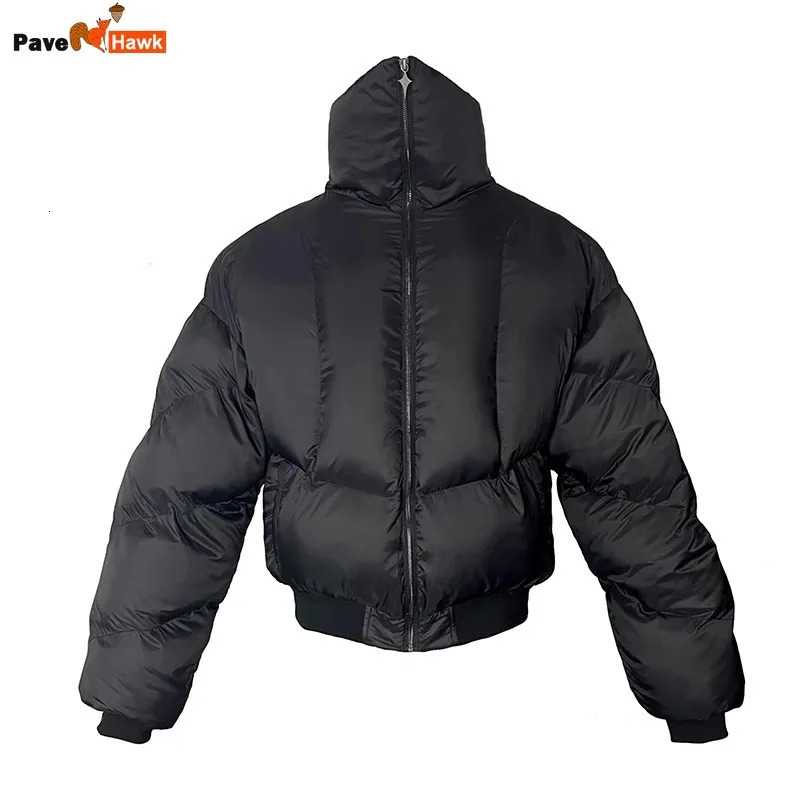 Black Stand Collar Cotton Jacket Mens Heavy Weight Winter Trend High Street Short Parkas Thickening Warm Fluffy Bread Coats 251018