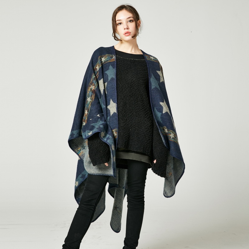 New Womens Star Color Stripe Imitation Cashmere Shawl Extra Long Thick Versatile Multiuse Shawl