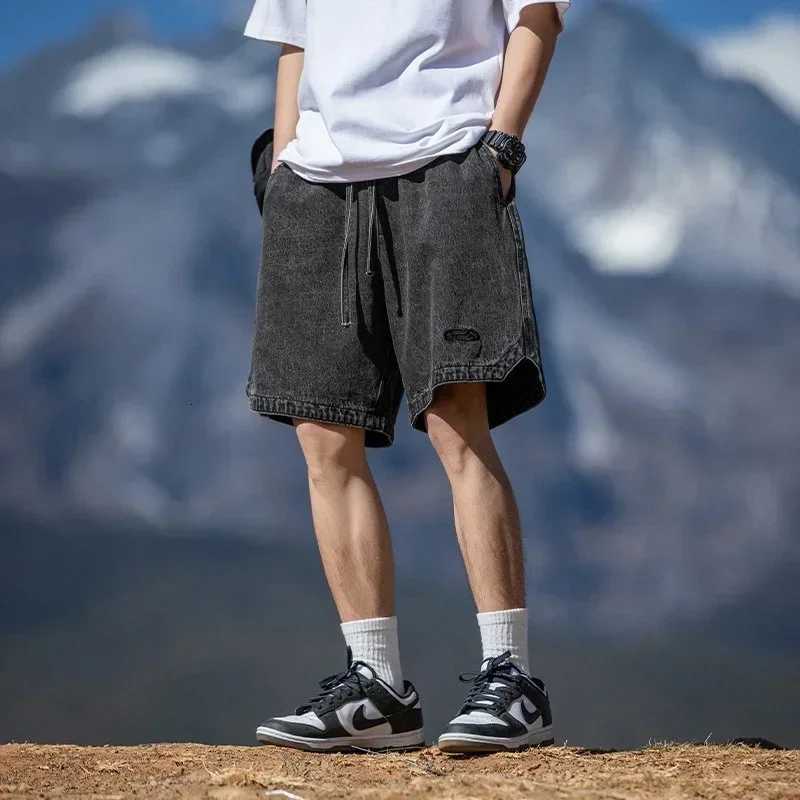 Summer Baggy Distressed Denim Shorts For Men Basic Casual Streetwear Short Jeans Embroidery Hip Hop Fashion Y2K Jorts BermudaXJ251025