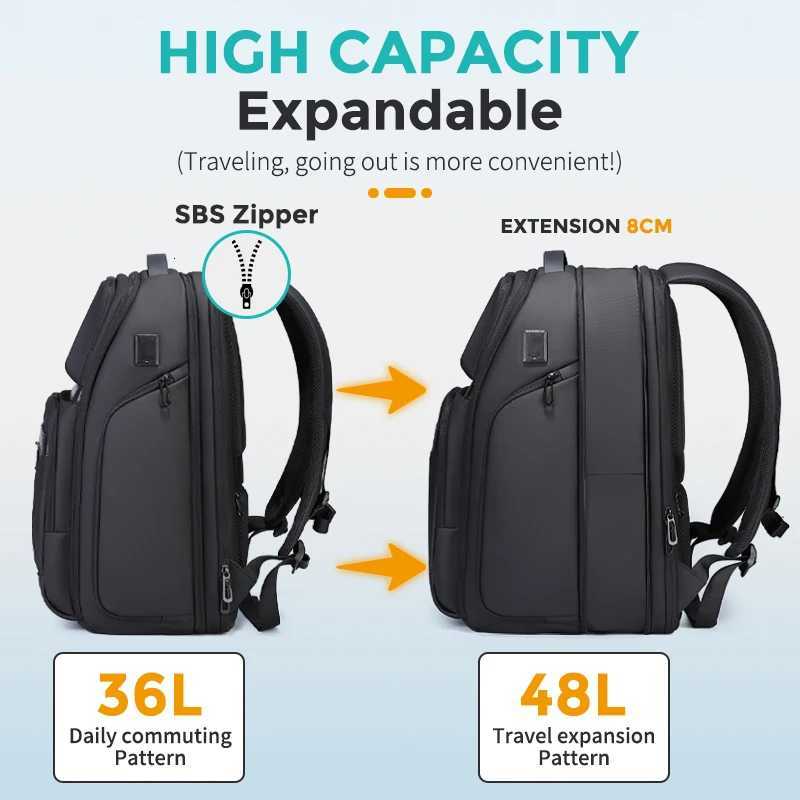 Fenruien Men 36L Business Backpack USB Waterproof Multi Pocket Backpacks Fit 173 Inch Laptop W251025