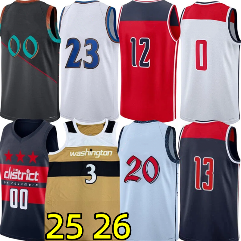 25 26 WAS wizard Basketball Jerseys Kyshawn George Carlton Carrington Alex Sarr Bilal Coulibaly Khris Middleton Cam Whitmore Tre Johnson Corey Kispert