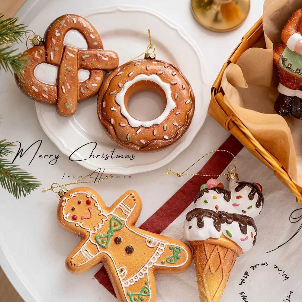 Sweet Christmas Dessert Model Hanging Pendants Xmas Tree Ornaments Noel 2025 Merry Christmas Decor Navidad Happy New Year 2026 C251024