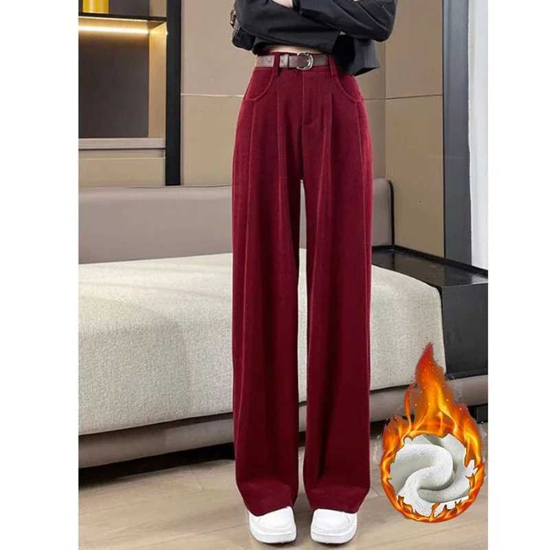 Winter Hot Sale Lady High Waist Thermal Pants Female Plush Straight Leg Trousers Girls Snow Warm Fleece Casual Daily PantsT251025