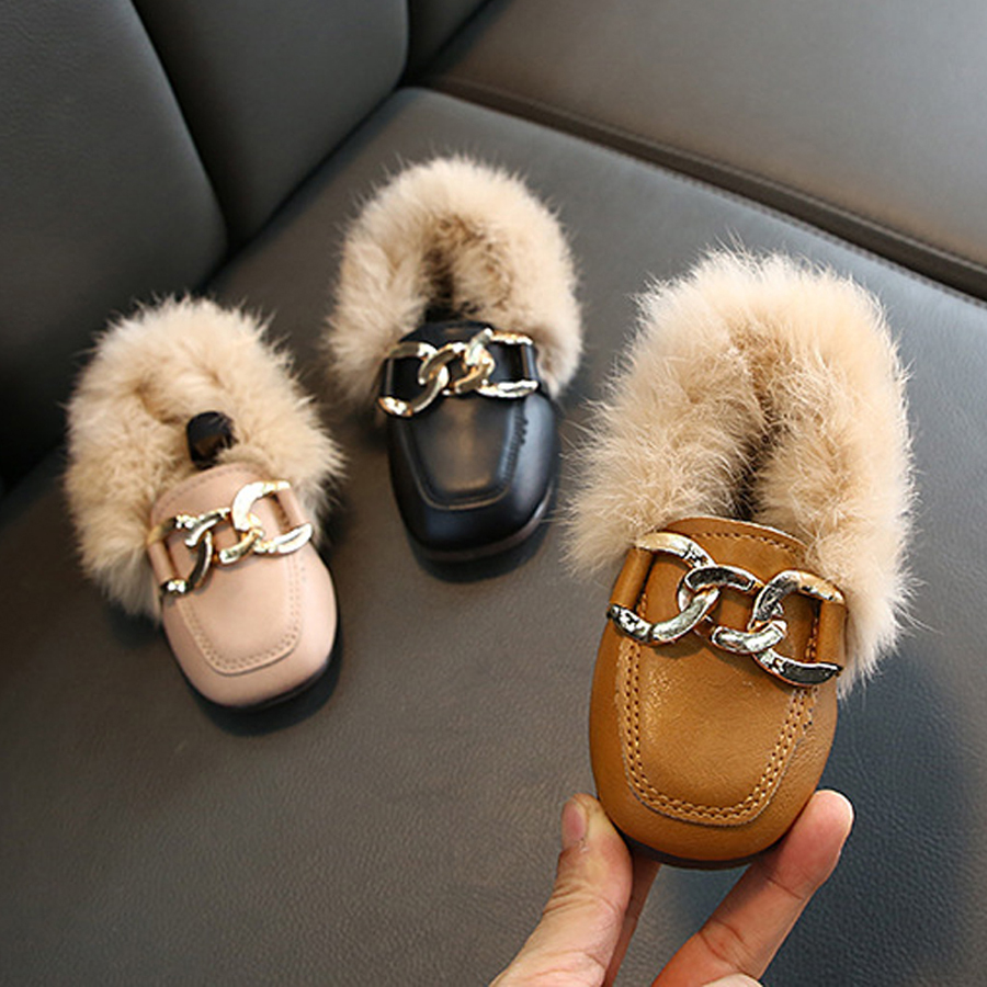 Kids Fur Shoes Girls Winter Warm Loafers Shoes Girl Dress Shoes Littlesprouts Princess Toddler Flats Children Loafers Winter Shoes Sizes 21 - 36 L1197