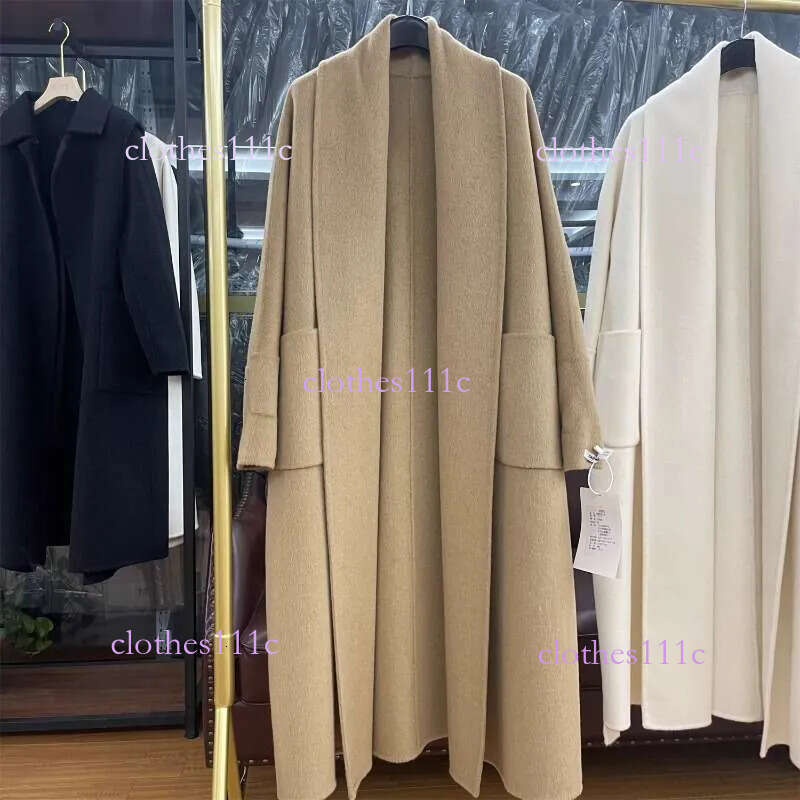 Rose Double-Sided Cashmere Super Long Thick Wool Fashion Lace-Up New Winter Women Coat