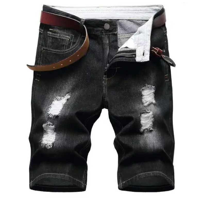 2024 New Summer Shorts Jeans Men Denim Pants Stretch Dark Blue Fashion Design Mens Jeans Slim Straight Male Short Jeans HombreXJ251025