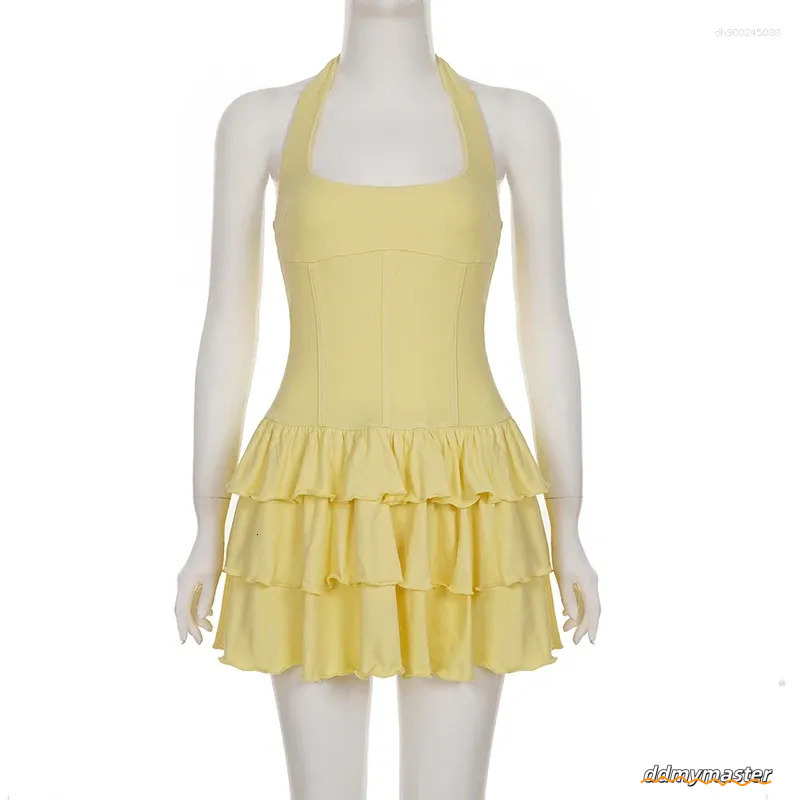 Tornova Halter Mini Dress - Women's Casual Summer Dress, High Waist Ruffled Design Ddmymaster