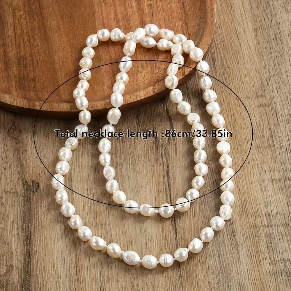 DAINASHI 89mm Baroque Natural Freshwater Pearl Necklaces for Women 86cm Long Sweater Necklaces Jewelry Gift Wholesale 251016