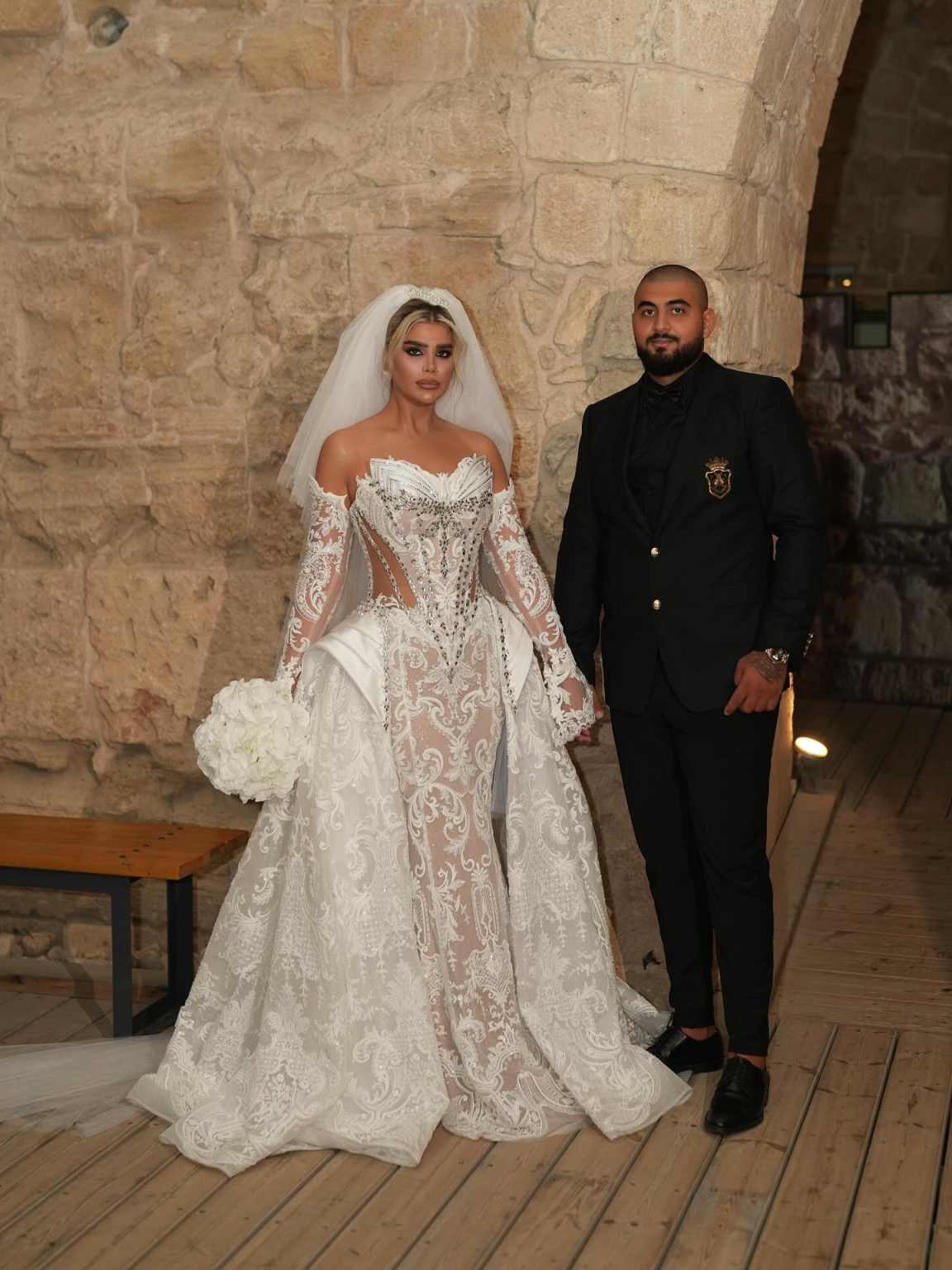 Pearls Sweetheart Neck Detachable Long Sleeve 2 Pieces High Quality Lace Mermaid Wedding Dress Elegant Vestido De Noiva Sereia