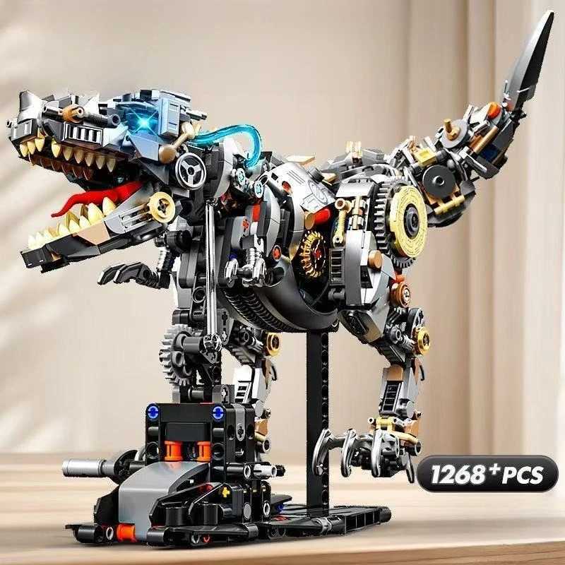 Mechanical Dinosaur Mantis Whale Shark Horse Building Blocks MOC Animal World Set With Light Bricks Kids STEM Toys Kids Gifts C251023