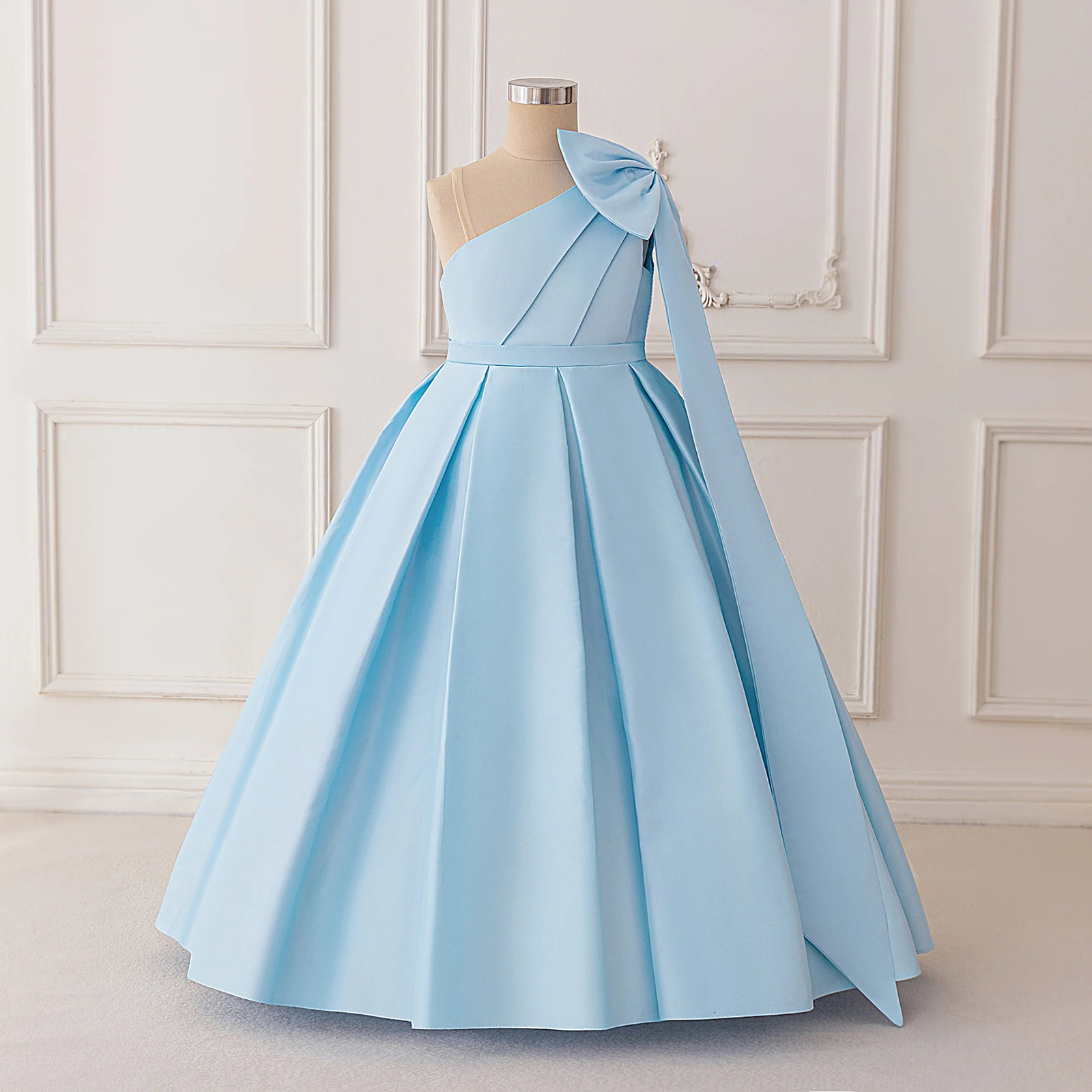 Fashion Bow Bridesmaids Party Girls Dress Elegant Wedding Birthday Princess Prom Dresses for Girl Gala First Communion Costumes 251023