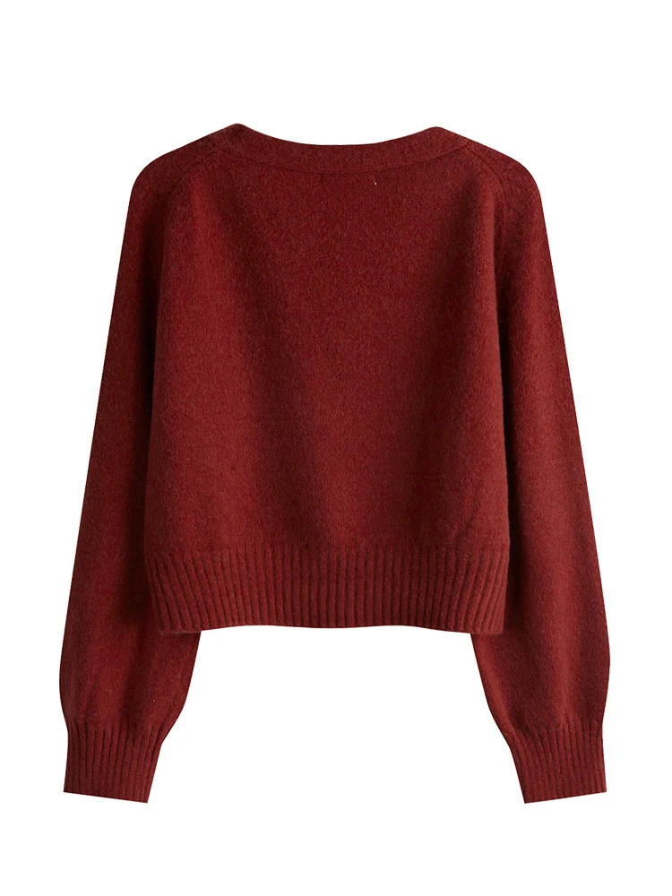 Autumn Winter Skew Button Cardigan Vneck Sweater Women Knitted Long Sleeve Tops Korean Loose Solid Cashmere Sweater for Woman 251013