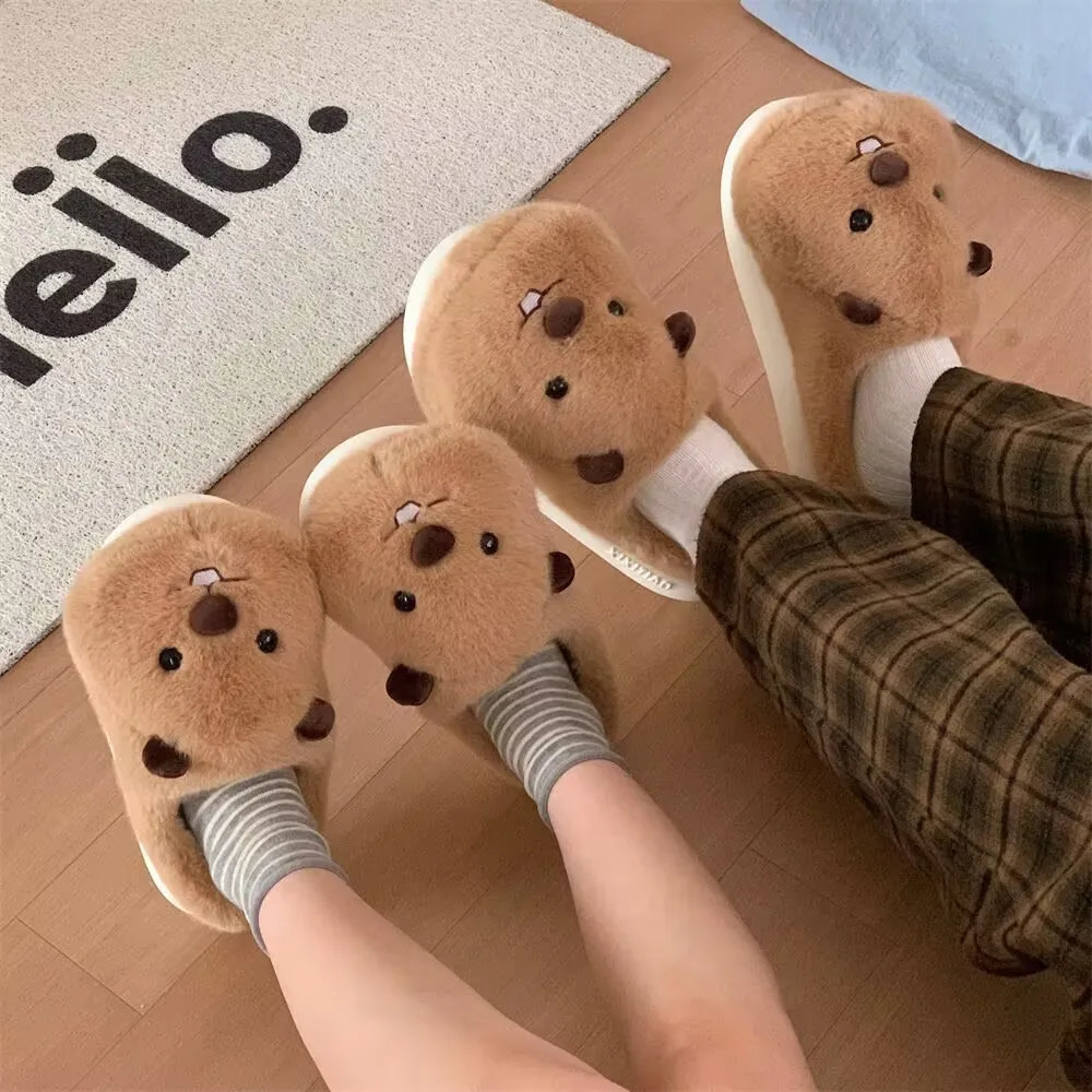 2025 Indoor Fluffy Slippers For Women Men Winter Warm Shoes Soft Plush Cute Cartoon Style Couples Home Floor Cotton Slipper251020