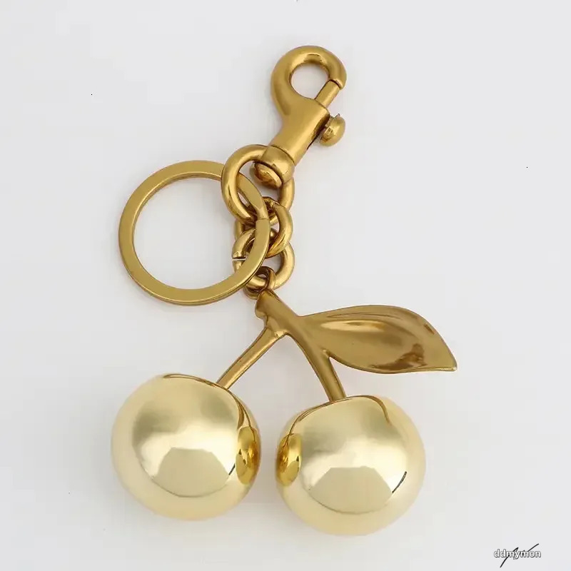 Golden Cherry Keychain For Women And Men, Fashionable Glitter Keyring Fruit Pendant Bag Accessory Ddmymon