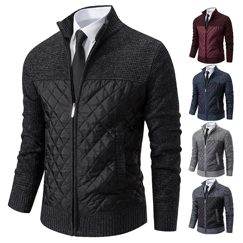 Autumn Winter Sweater Mens Loose Cardigan Cold High Neck Jumpers Patchworked Windbreaker Causal Jackets 251020