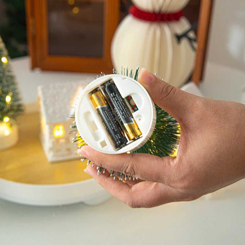 Christmas Decorations Cute Elk Snow House Christmas Tree Ornaments Glowing Xmas New Year Atmosphere Props Navidad Gifts C251024