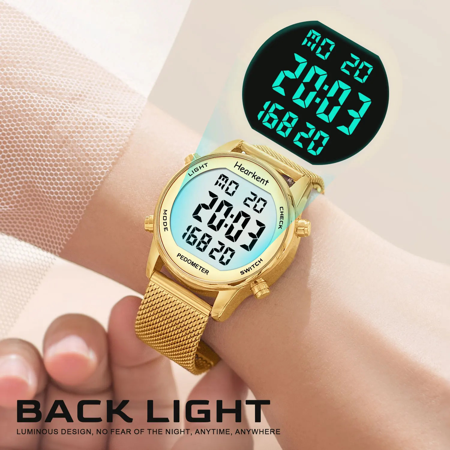 Hearkent Pedometer Watches Sport Step Counter Womens Digital Watches Calories Mile Tracker Waterproof 30M for Walking Running 251021