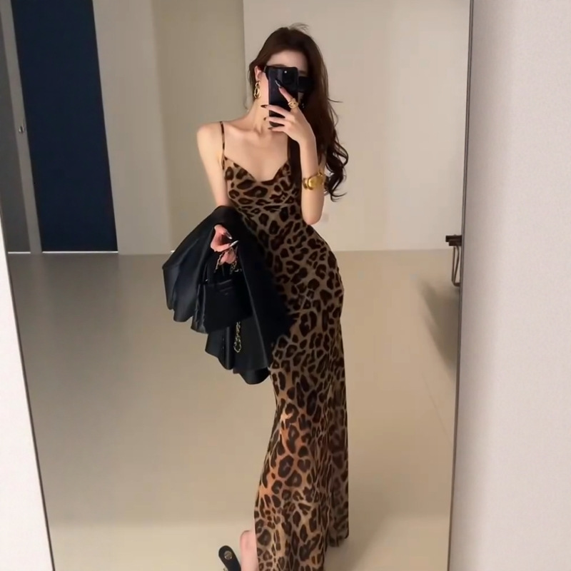 Autumn 2025 Elegant sisters Suit Design Black Casual Jacket High end Leopard Tank Top Dress Women's Fashion